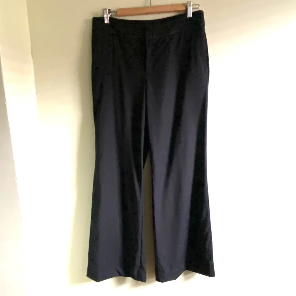 Lilly Pulitzer Estella lightweight wool blend wide leg black pinstripe pants. 6